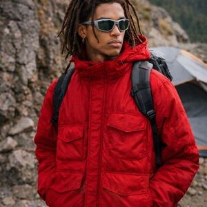 Vintage Y2K Stussy Archive Japan Red Down Parka XL Jacket Gorpcore Hooded Rare